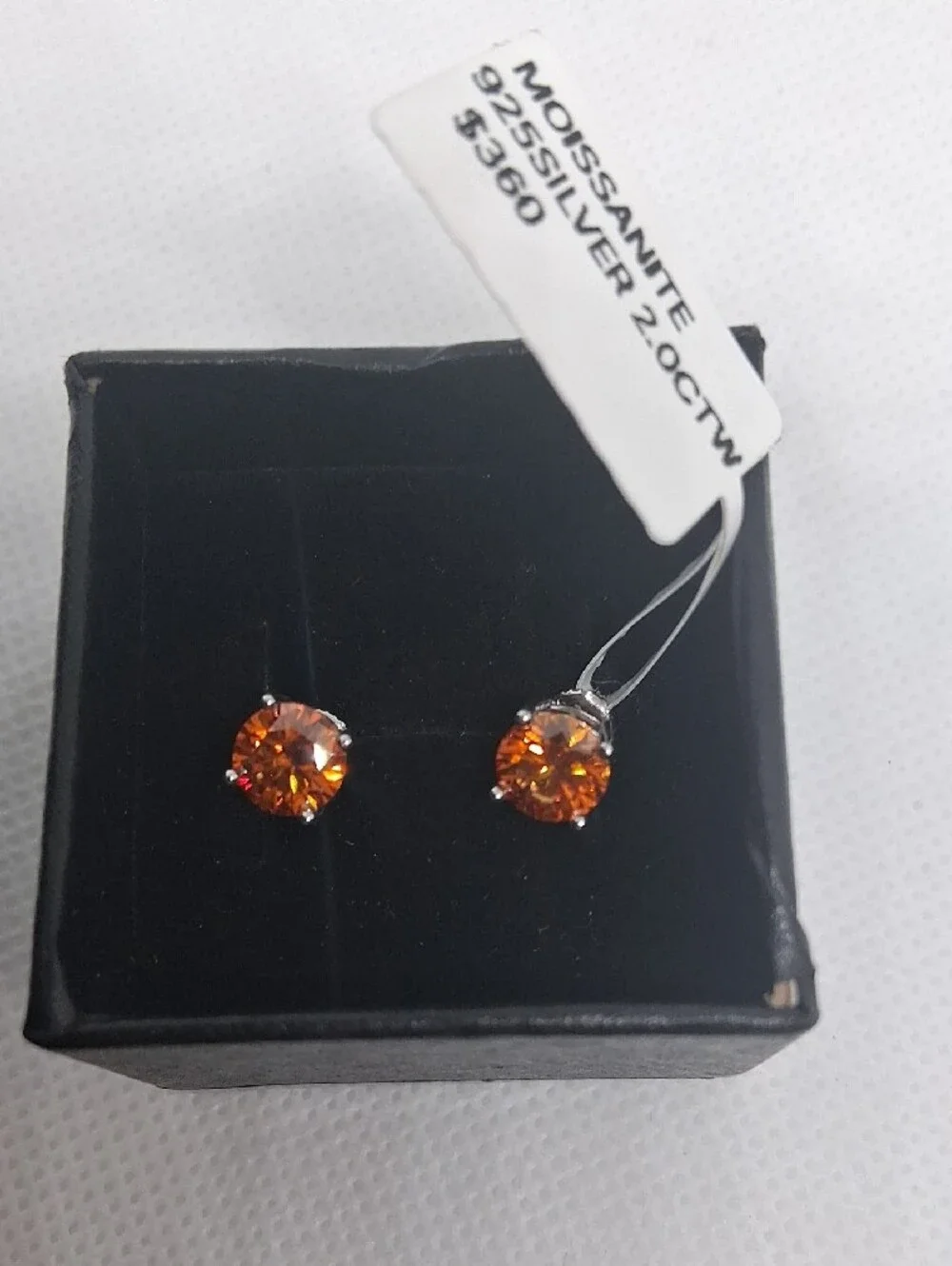2CT Fall/Autumn Orange Moissanite Stud Earrings - Sterling Silver